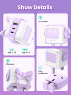 UGREEN Nexode RG 65W 3-Port GaN Fast Charger UK Plug - Purple
