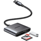 UGREEN 3-in-1 USB-C to SD/TF Card Reader with USB 2.0 – Black