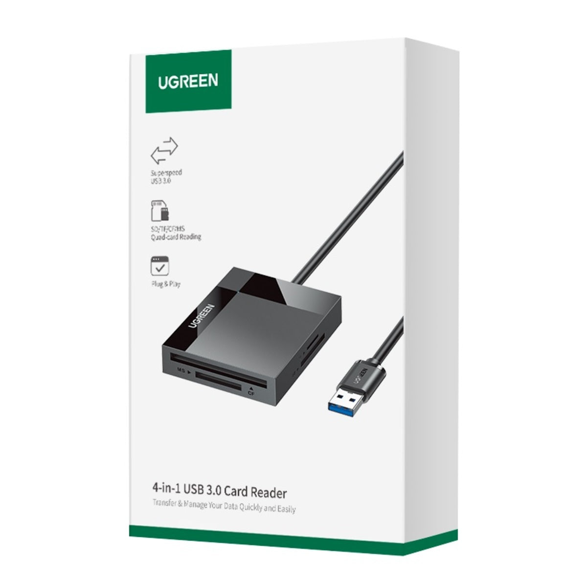 UGREEN USB 3.0 All-in-One Card Reader (50cm) – Black