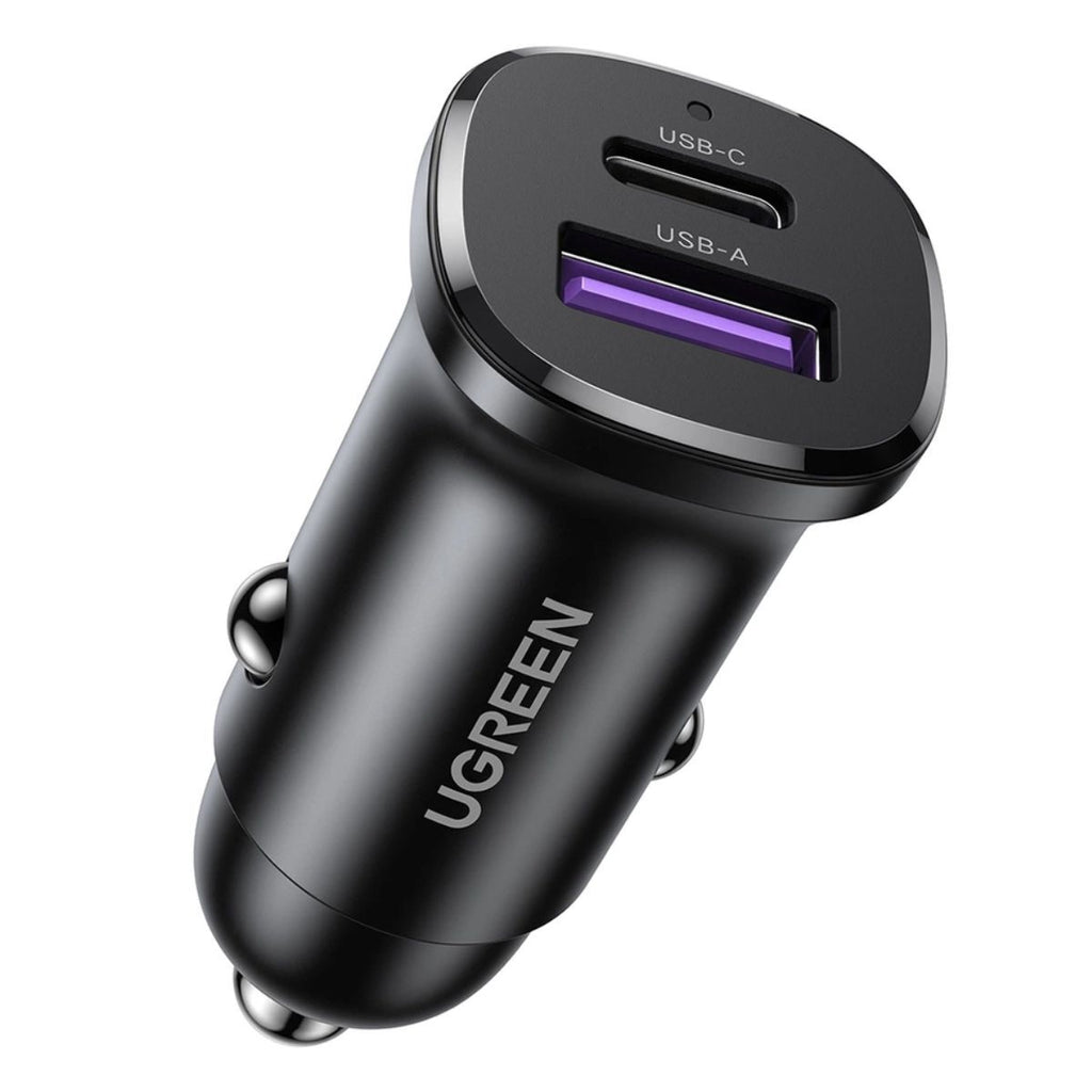 UGREEN 30W 2-Port Fast Car Charger - Space Gray