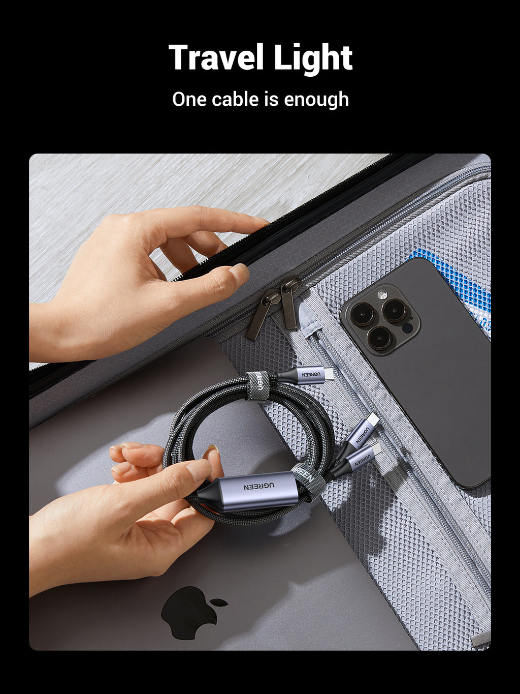 UGREEN 2-in-1 Universal PD Fast Charging Cable - 100W - Black