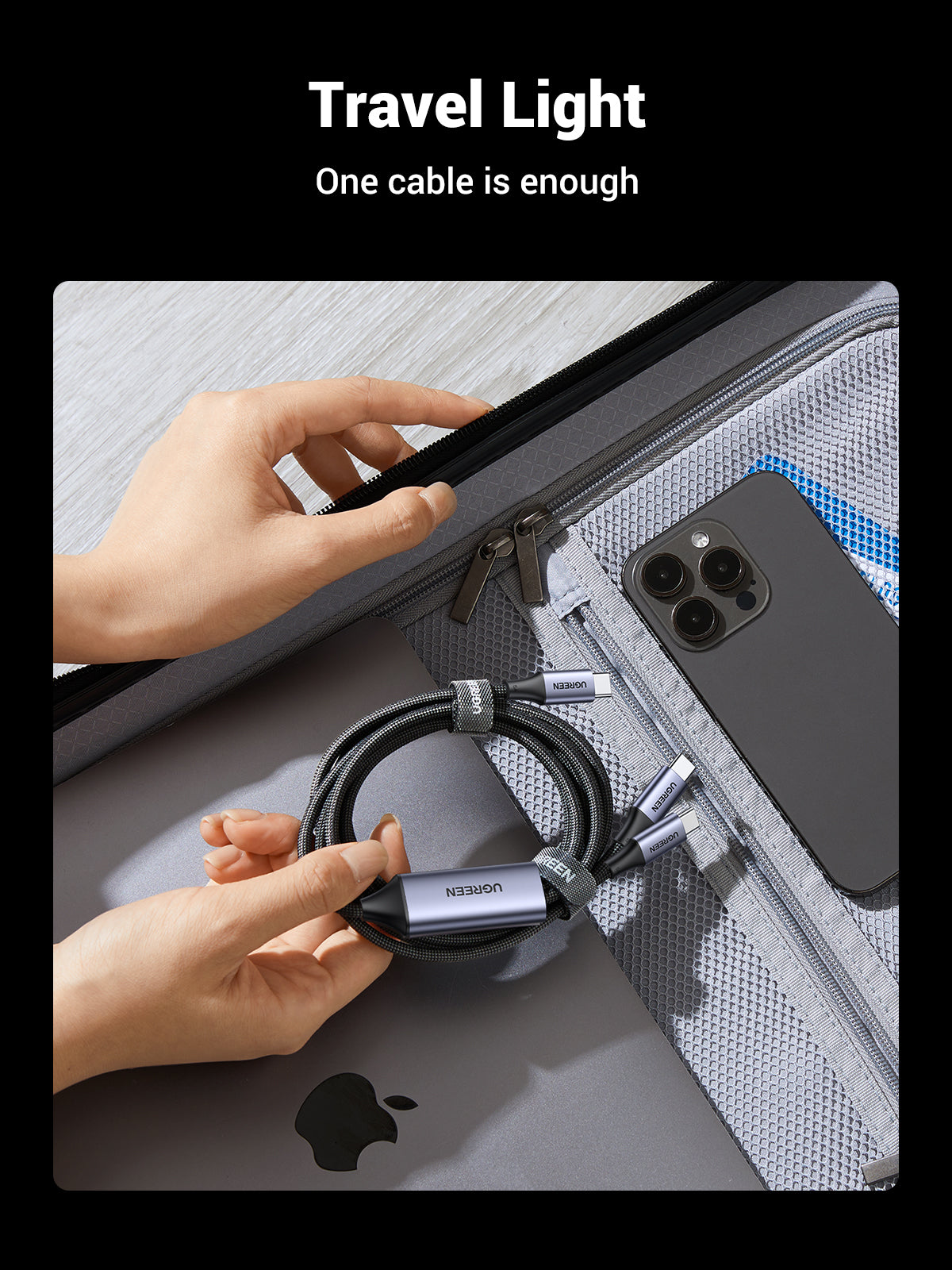 UGREEN 2-in-1 Universal PD Fast Charging Cable - 100W - Black