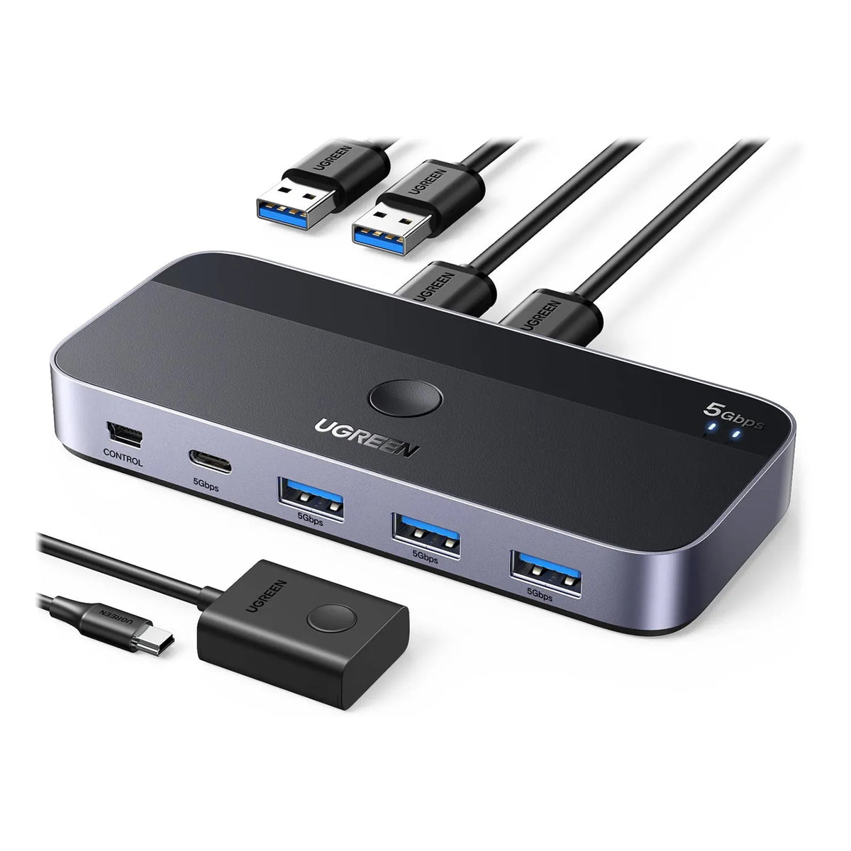 UGREEN USB 3.0 Sharing Switch 2 In 4 Out - Black