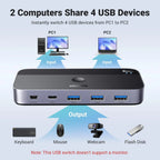 UGREEN USB 3.0 Sharing Switch 2 In 4 Out - Black