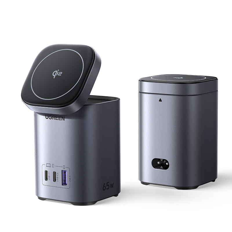 UGREEN 65W 2-in-1 GaN Desktop Fast Charger UK Plug - Space Gray