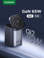 UGREEN 65W 2-in-1 GaN Desktop Fast Charger UK Plug - Space Gray