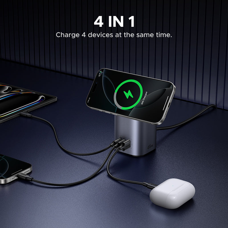 UGREEN 65W 2-in-1 GaN Desktop Fast Charger UK Plug - Space Gray