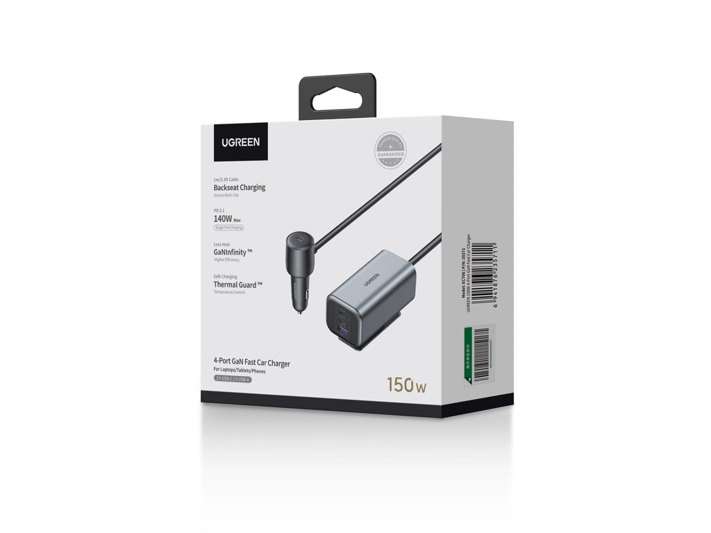 UGREEN 150W 4-Port GaN Fast Car Charger