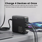 ZLOS 100W 4-Port USB-C GaN Charger with Cable & Charging Stand