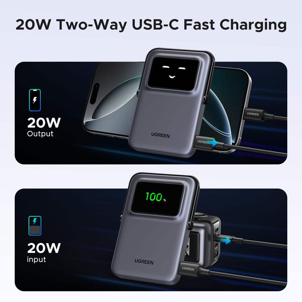 UGREEN Uno 5000mAh Magnetic Wireless Power Bank - Black