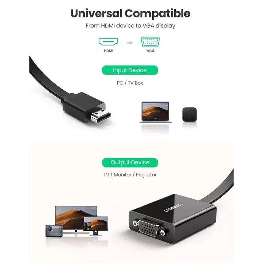 UGREEN HDMI to VGA Converter 25cm - Black