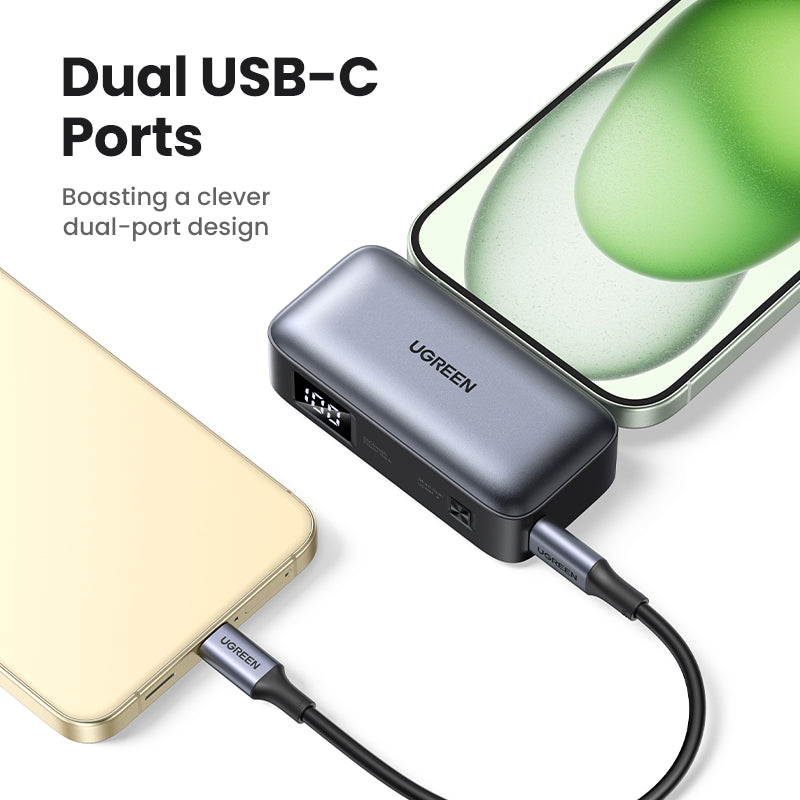 شاحن متنقل من UGREEN بسعة 5000 مللي أمبير مع موصل USB-C مدمج