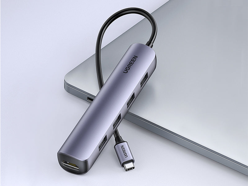 محول يو جرين 5 في 1 بمنفذ USB-C (4 منافذ USB 3.0 + منفذ HDMI)