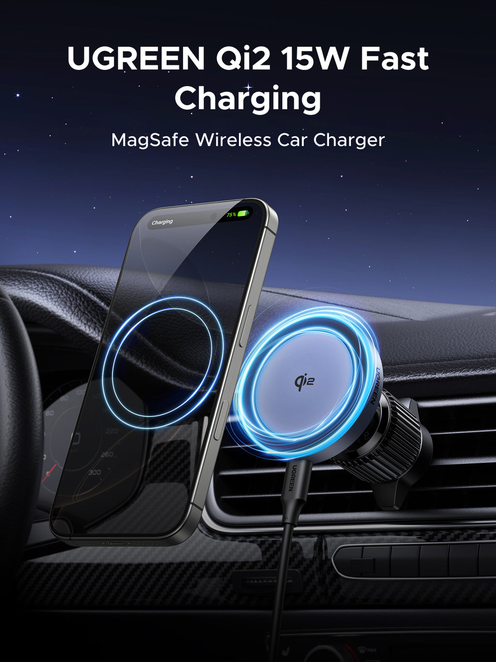 UGREEN Magnetic Car Wireless Charger 15W