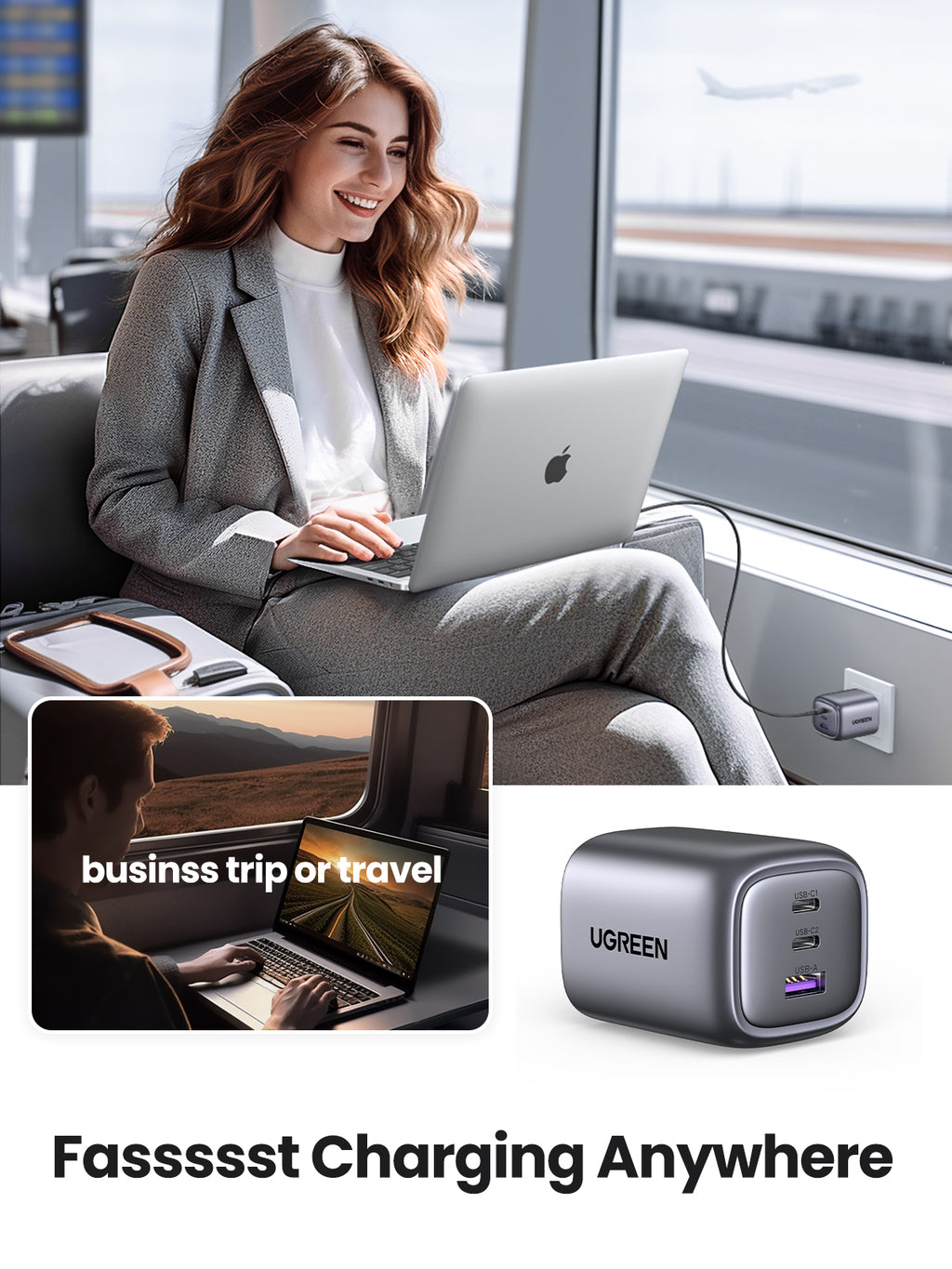 UGREEN Nexode 65W Charger UK Plug - Space Gray