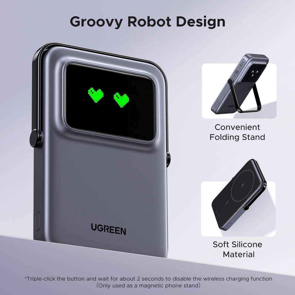 UGREEN Uno 5000mAh Magnetic Wireless Power Bank - Black