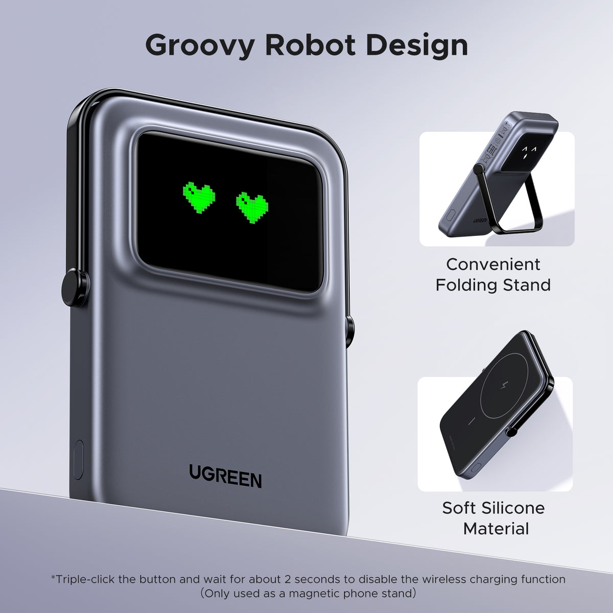 UGREEN Uno 5000mAh Magnetic Wireless Power Bank - Black