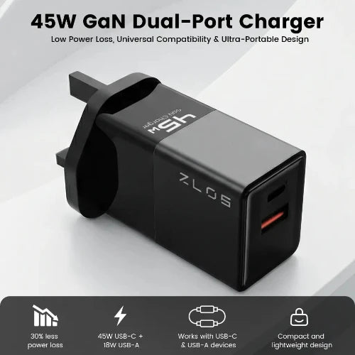 ZLOS 45W Gan fast charger two ports