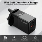 ZLOS 45W Gan fast charger two ports