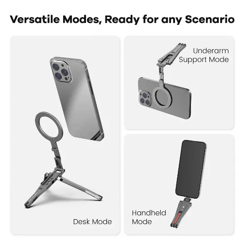 ZLOS PS03 MagFlex Multi-Stand, Foldable MagSafe Tripod Phone Holder for Car, Desk, Travel with Universal Magnetic Mount