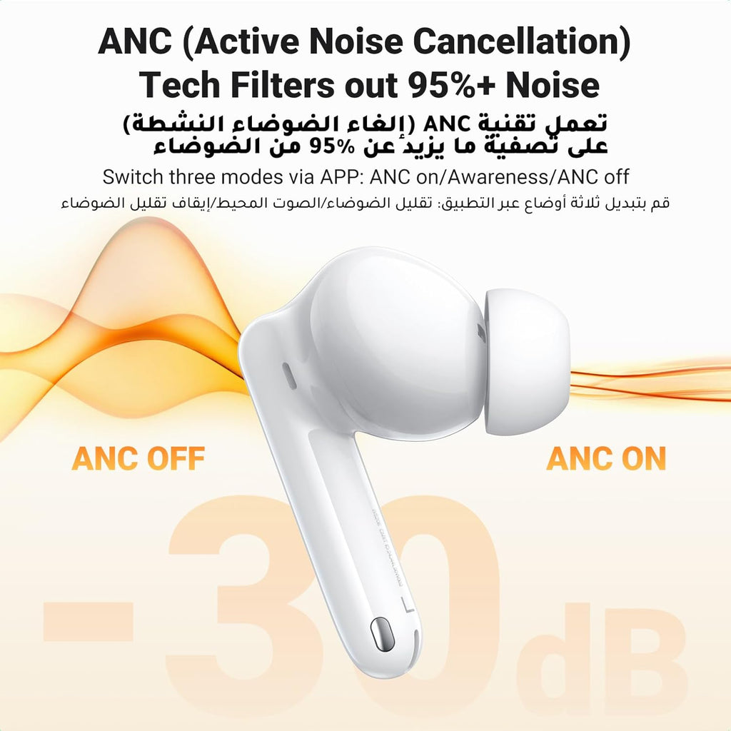 UGREEN HiTune T3 Pro Active Noise Cancellation Earbuds - White