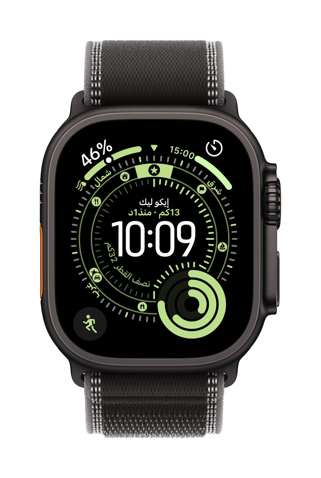 Apple Watch Ultra 3 GPS + Cellular 49mm Black Titanium Case with Black/Charcoal Trail Loop - S/M