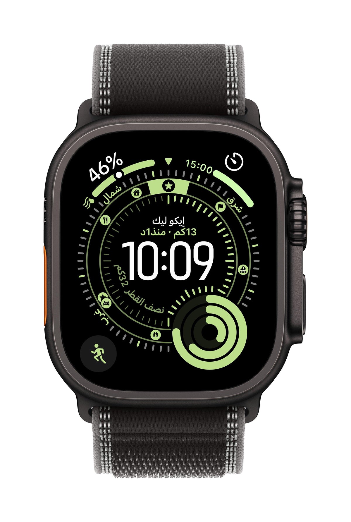Apple Watch Ultra 3 GPS + Cellular 49mm Black Titanium Case with Black/Charcoal Trail Loop - S/M