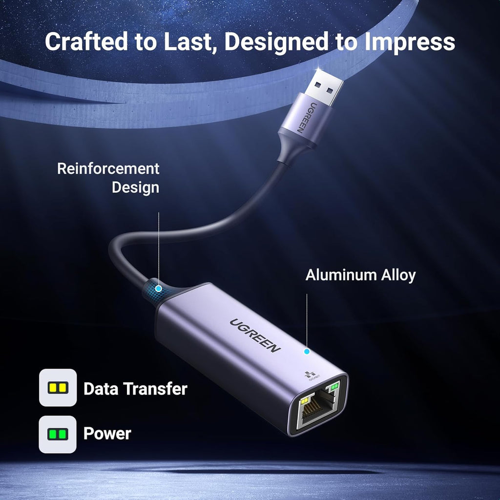 UGREEN USB 3.0 to RJ45 Gigabit Ethernet Adapter – Space Gray