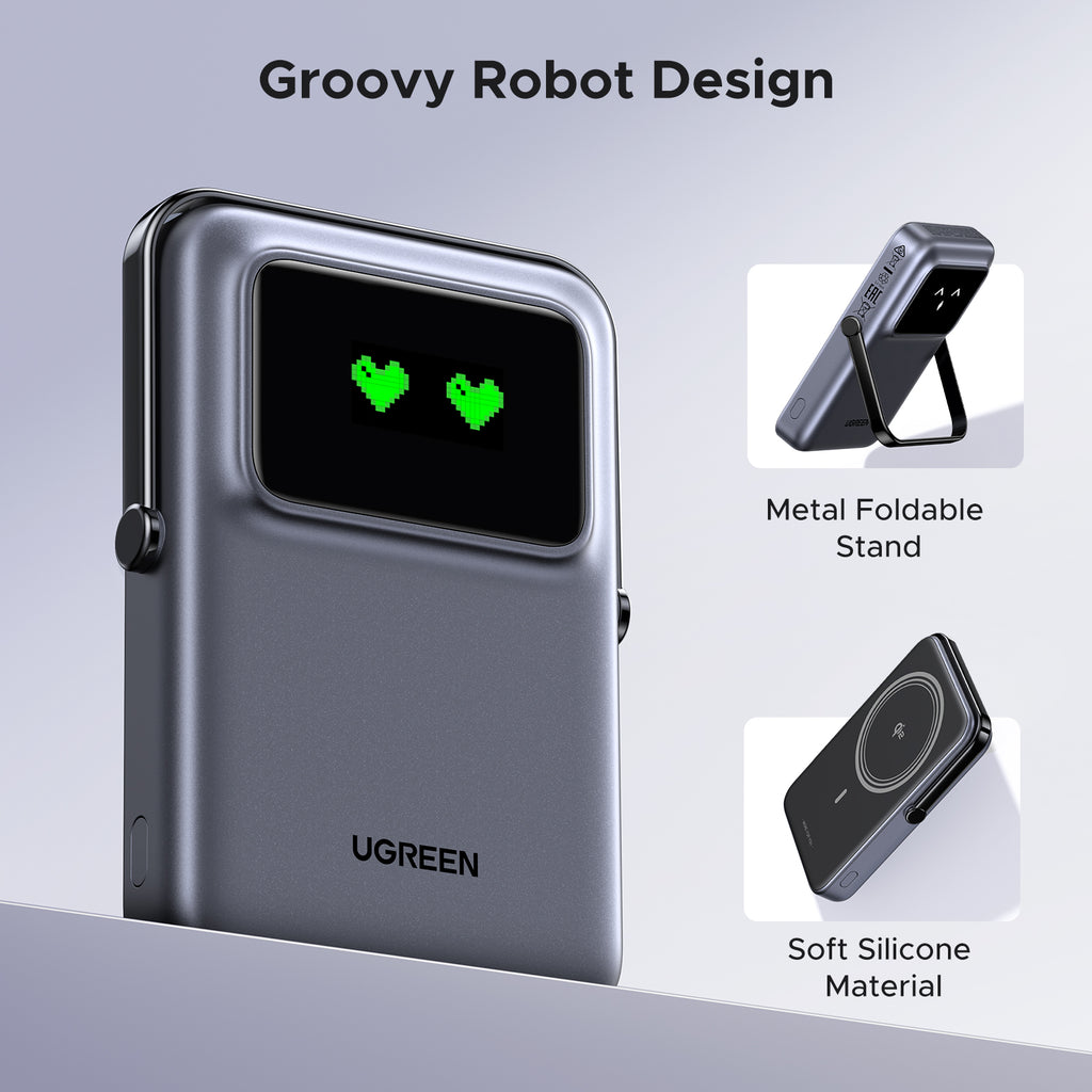 باور بانك لاسلكي مغناطيسي UGREEN Uno بسعة 10000 مللي أمبير بقوة 15 واط وشحن 20 واط - أسود