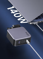 شاحن سريع UGREEN GaN بقوة 140 واط مع كابل USB-C - أسود