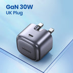 شاحن سريع UGREEN Nexode 30W USB-C PD GaN قابل للطي للمملكة المتحدة - أسود