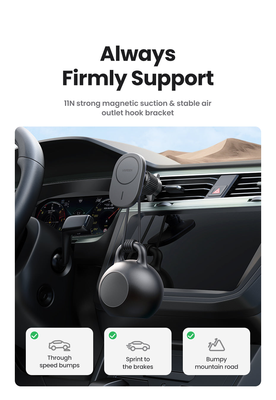 UGREEN Magnetic Car Wireless Charger 15W
