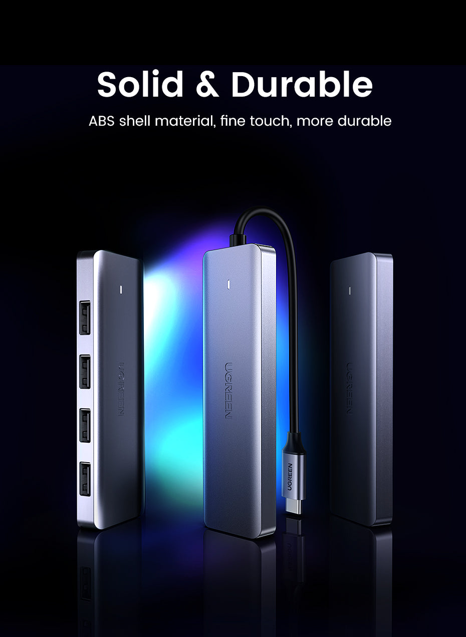 موزع UGREEN USB3.0 بأربع منافذ مع منفذ طاقة USB-C