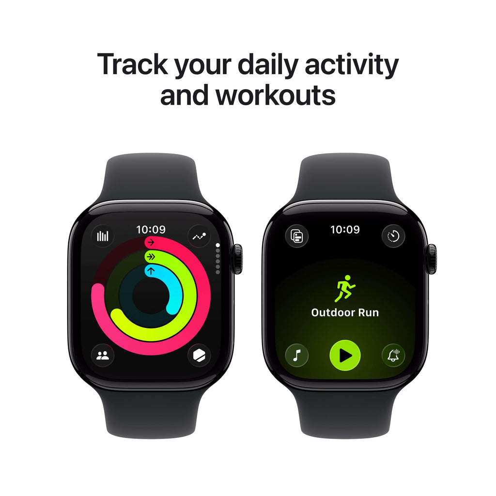 Apple Watch Series 11 GPS 46mm Jet Black Aluminium Case with Black Sport Band - M/L