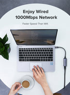 محول إيثرنت UGREEN USB نوع C إلى 10/100/1000 ميجابت في الثانية - رمادي فلكي