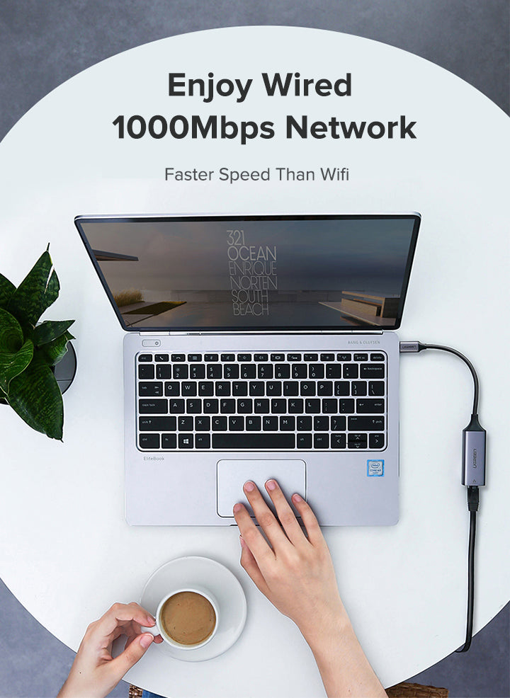 UGREEN USB Type C to 10/100/1000M Ethernet Adapter - Space Gray