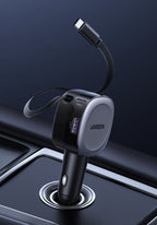 UGREEN 75W Fast Car Charger with Retractable Cable Type C - Space Gray