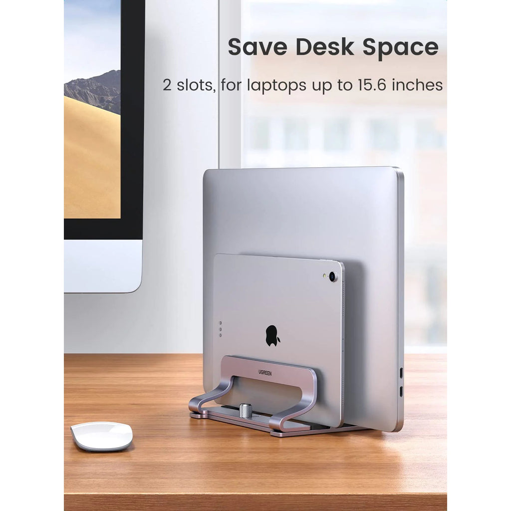 UGREEN Dual-Slot Vertical Laptop Stand – Silver (LP258)
