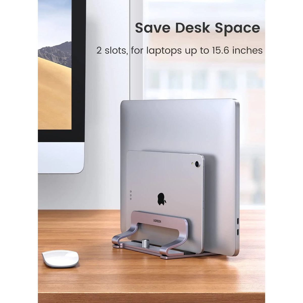 UGREEN Dual-Slot Vertical Laptop Stand – Silver (LP258)