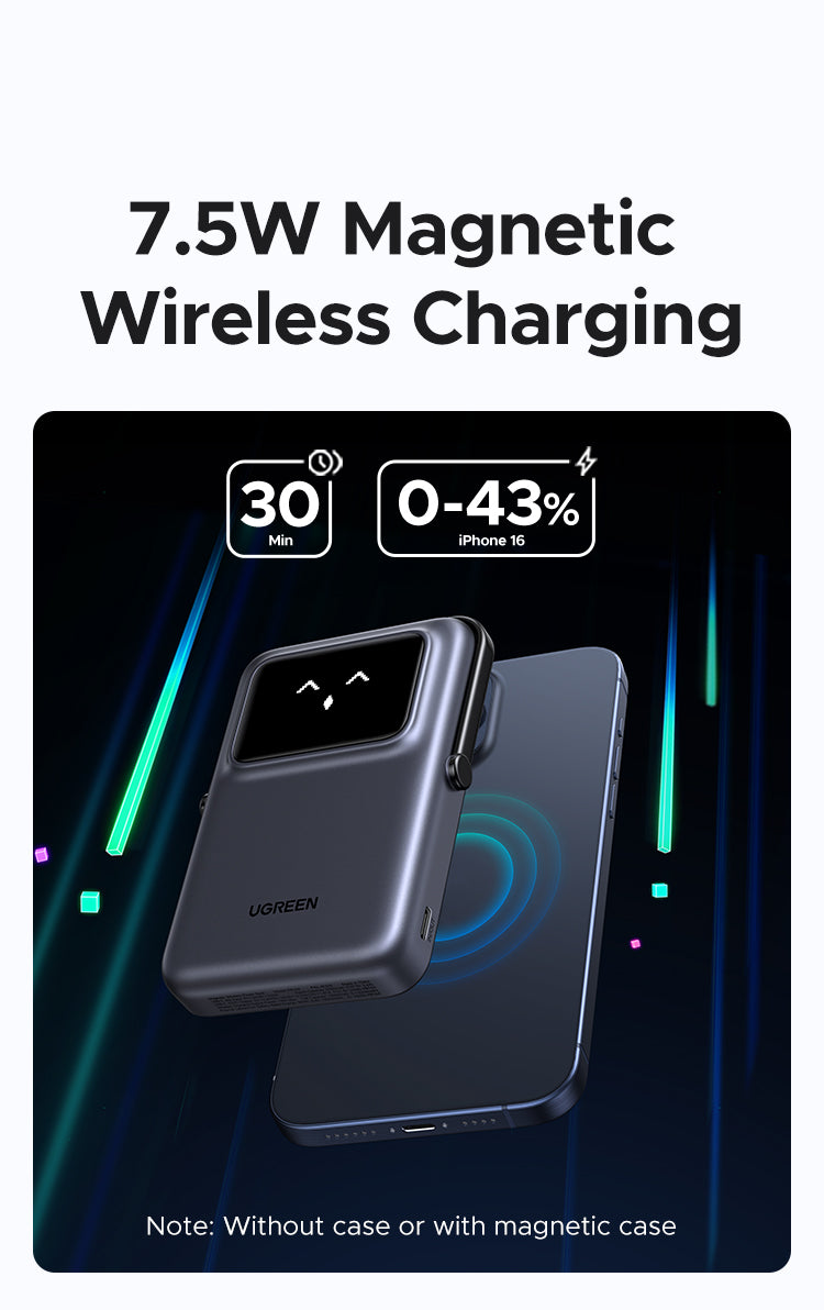 UGREEN Uno Magnetic Wireless Power Bank 10000mAh 20W Bank - Black