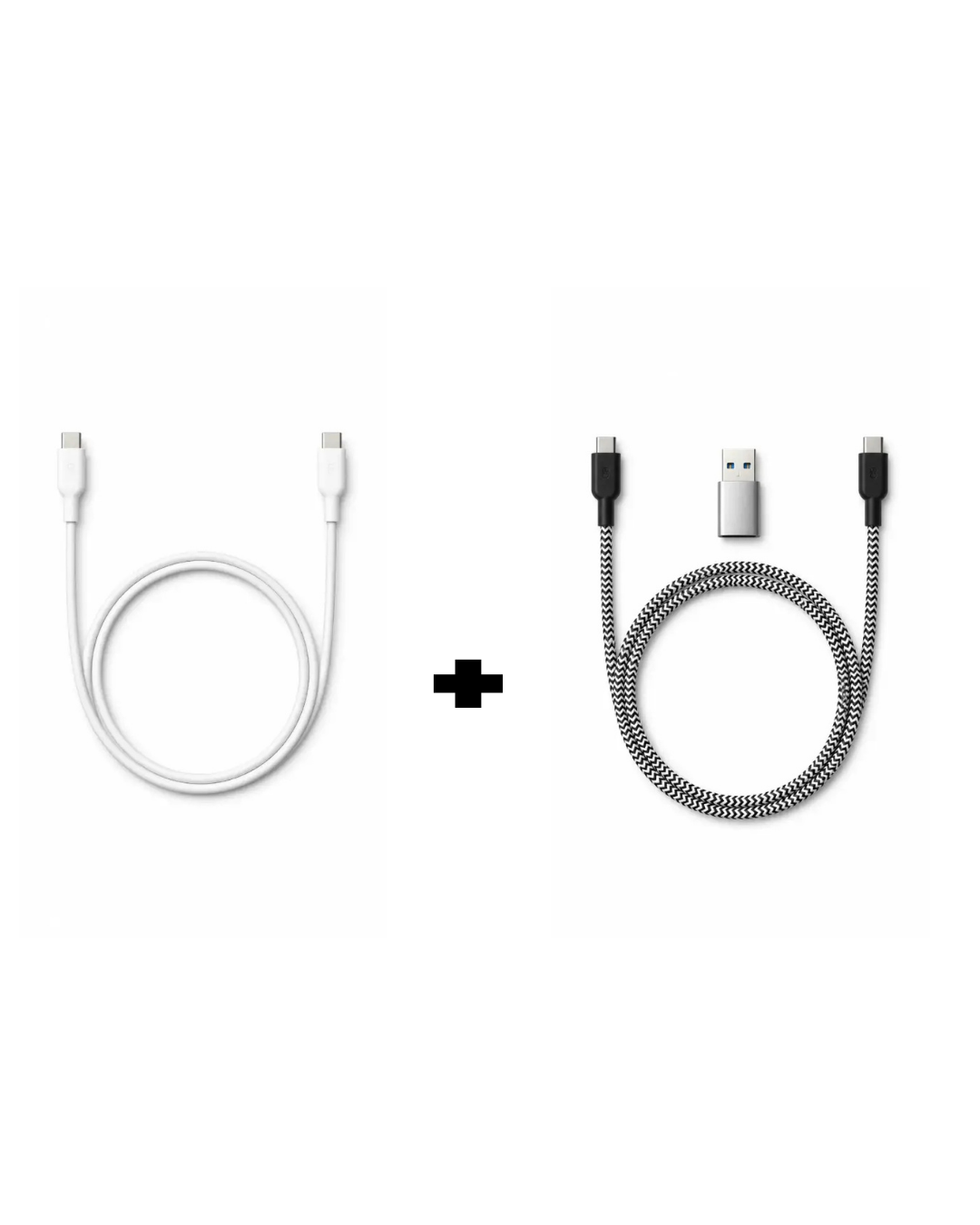 Q8 Cable Series - USB-C to USB-C (1M) - White & QuickSilver with (Converter)