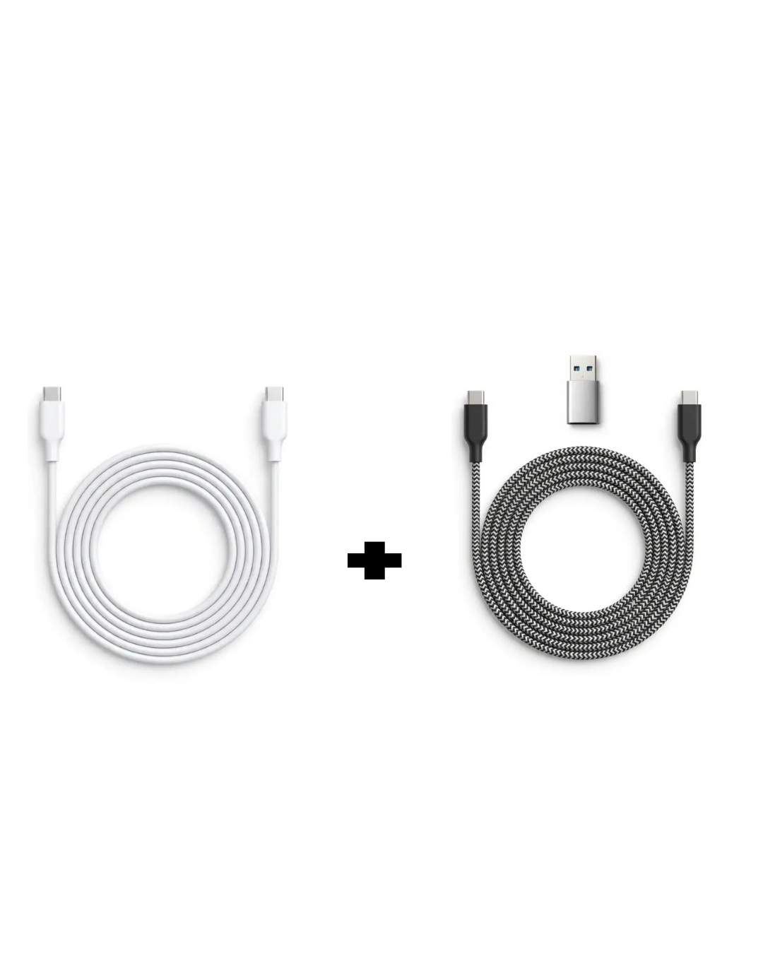 Q8 Cable Series - USB-C to USB-C (2M) - White & QuickSilver with (Converter)
