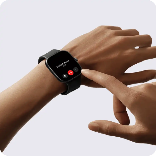 Person using a smartwatch with a clear background
