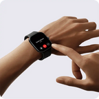 Person using a smartwatch with a clear background