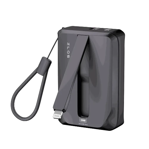 ZLOS 10000mAh MINI Power Bank with Built-in USB-C and Lightning Cables