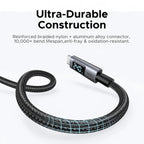 كابل شحن سريع USB-C إلى USB-C من يوجرين، يدعم الشحن بقوة 240 واط - بطول 2 متر - لون أسود