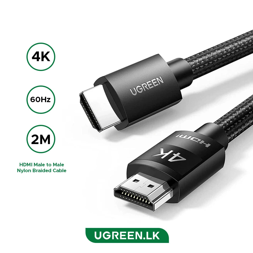 UGREEN 4K HDMI Cable Male to Male Braided 2m - Black