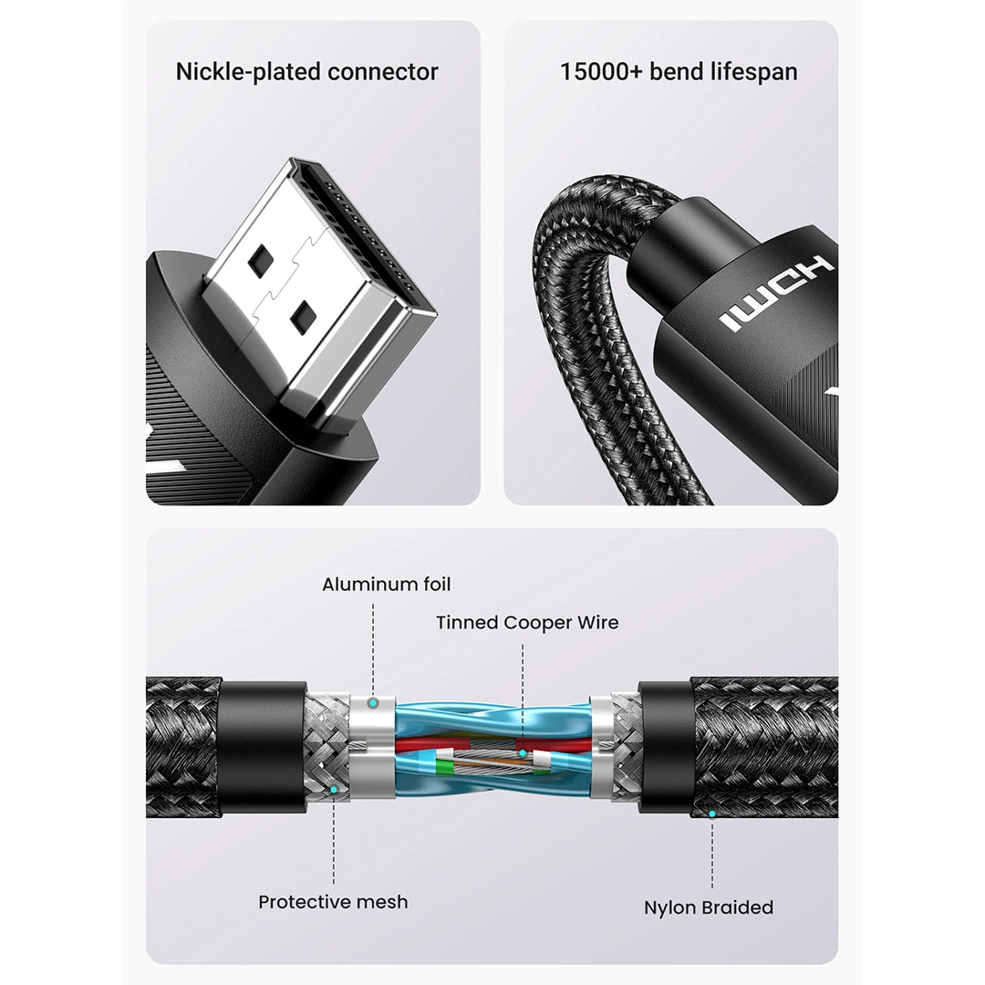 UGREEN 4K HDMI Cable Male to Male Braided 2m - Black