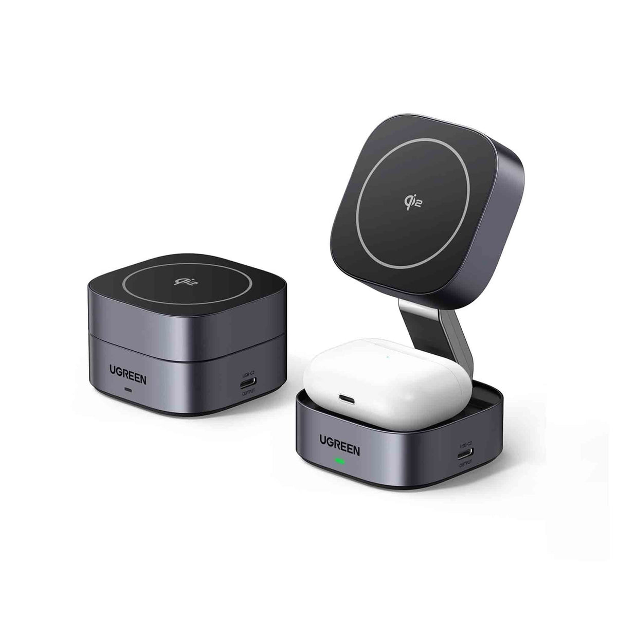 UGREEN 2-in-1 Magnetic Wireless Charger 15W - Space Gray