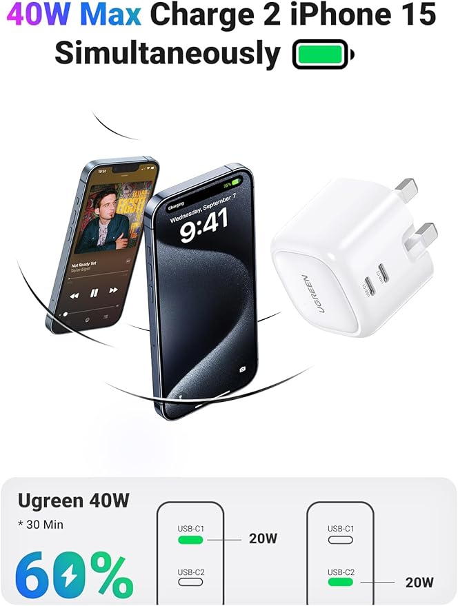 UGREEN USB-C Fast Charger 40W UK Folding
